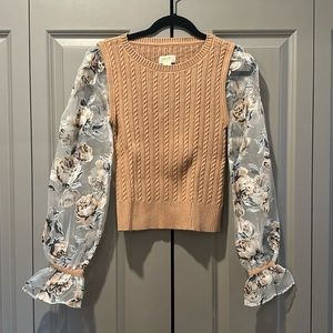 Anthropologie textured sleeve top